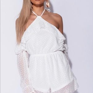 Summer White ruffle Romper